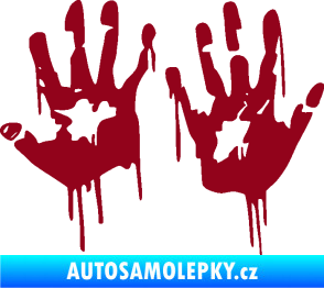 Samolepka Otisk rukou 001 levá krvavý bordó vínová
