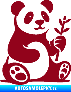 Samolepka Panda 011 pravá s bambusovou větvičkou bordó vínová
