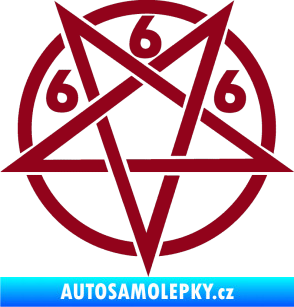 Samolepka Pentagram 666 bordó vínová
