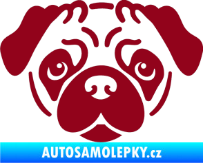 Samolepka Pes 067 Mopsík bordó vínová