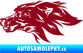 Samolepka Pes 127 levá hlava bordó vínová