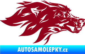 Samolepka Pes 127 pravá hlava bordó vínová