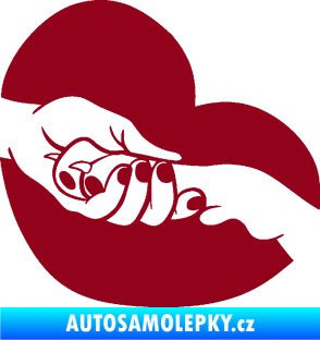 Samolepka Pes 129 pravá packa v ruce bordó vínová