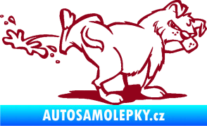 Samolepka Pes čůrá pravá bordó vínová
