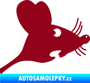 Samolepka Překvapená myš pravá bordó vínová