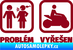 Samolepka Problém? Vyřešen 005 motorkář bordó vínová