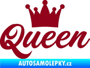 Samolepka Queen nápis s korunou bordó vínová