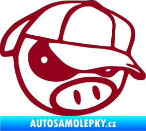 Samolepka Rally pig 003 pravá bordó vínová