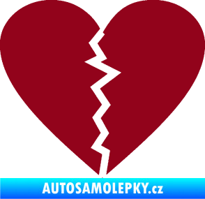 Samolepka Rozbité srdce 001  bordó vínová