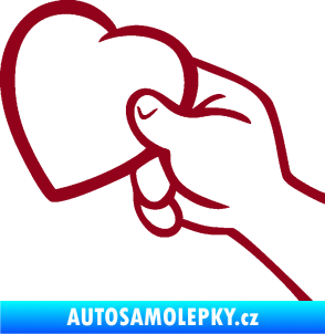 Samolepka Ruka se srdíčkem levá bordó vínová