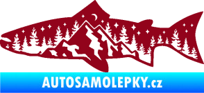 Samolepka Ryba 021 levá noční rybaření bordó vínová