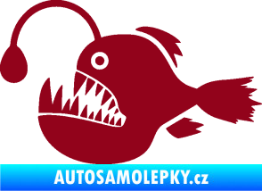 Samolepka Ryba 022 levá mořský ďas s lampičkou bordó vínová