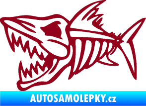 Samolepka Ryba kostra 002 levá bordó vínová