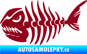Samolepka Ryba kostra 004 levá bordó vínová