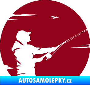 Samolepka Rybář 022 pravá bordó vínová