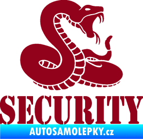 Samolepka Security hlídáno - pravá had bordó vínová