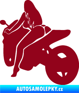 Samolepka Sexy žena na motorce levá bordó vínová