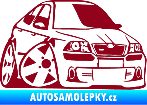 Samolepka Škoda Octavia RS karikatura pravá bordó vínová