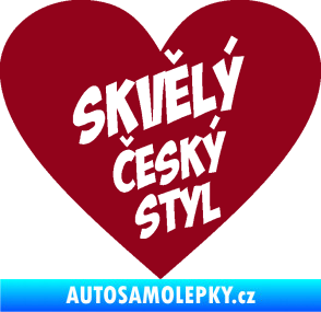 Samolepka Skvělý český styl srdce bordó vínová