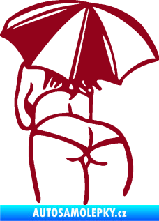 Samolepka Slečna s deštníkem levá bordó vínová