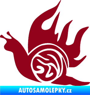 Samolepka Šnek s plameny levá bordó vínová