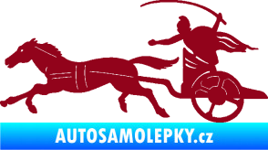 Samolepka Sparťanský bojovník 001 levá bojový vůz s koněm bordó vínová