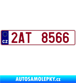 Samolepka SPZ s EU reflexní (odrazkový) podklad nalepená na hliníku bordó vínová