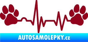 Samolepka Srdeční tep 004 tlapky bordó vínová