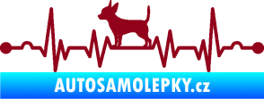 Samolepka Srdeční tep 006 levá čivava bordó vínová