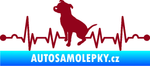 Samolepka Srdeční tep 007 levá pitbull bordó vínová