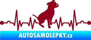 Samolepka Srdeční tep 007 pravá pitbull bordó vínová