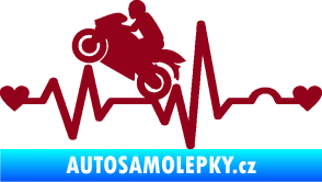 Samolepka Srdeční tep 013 levá motorkář bordó vínová