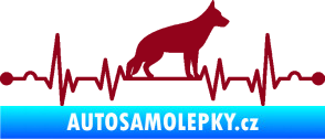 Samolepka Srdeční tep 014 pravá německý ovčák bordó vínová