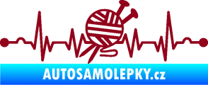 Samolepka Srdeční tep 016 levá pletení bordó vínová