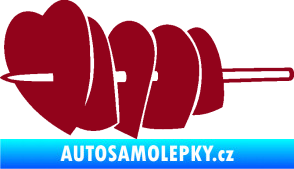 Samolepka Srdíčka na špejli levá bordó vínová