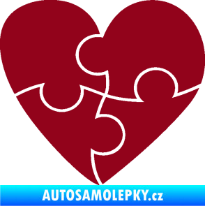 Samolepka Srdíčko 018 pravá puzzle bordó vínová