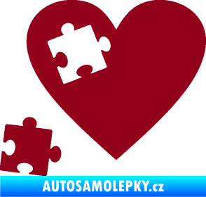Samolepka Srdíčko 022 levá vypadlý puzzlík bordó vínová