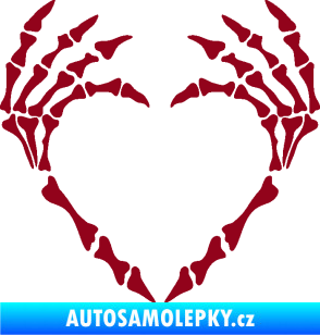 Samolepka Srdíčko z kostí bordó vínová