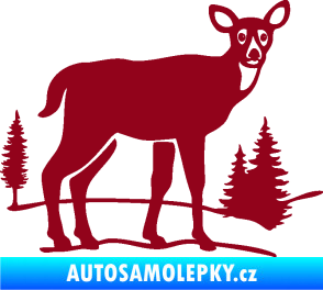 Samolepka Srna 002 pravá s krajinou bordó vínová