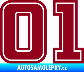 Samolepka Startovní číslo 01 typ 5 bordó vínová