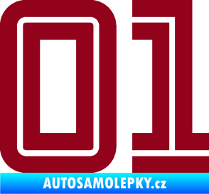 Samolepka Startovní číslo 01 typ 7 bordó vínová