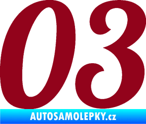 Samolepka Startovní číslo 03 typ 3 bordó vínová