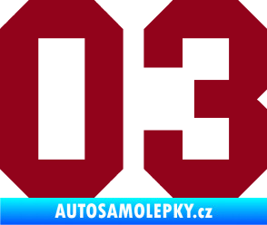 Samolepka Startovní číslo 03 bordó vínová