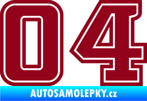 Samolepka Startovní číslo 04 typ 5 bordó vínová
