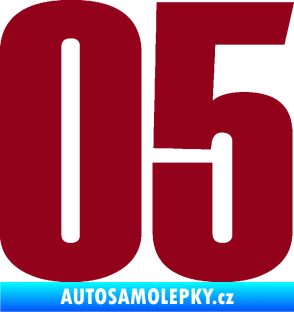 Samolepka Startovní číslo 05 typ 2 bordó vínová