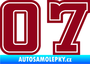 Samolepka Startovní číslo 07 typ 5 bordó vínová