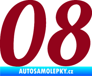 Samolepka Startovní číslo 08 typ 3 bordó vínová