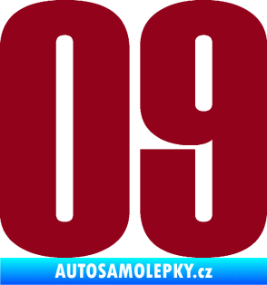 Samolepka Startovní číslo 09 typ 2    bordó vínová