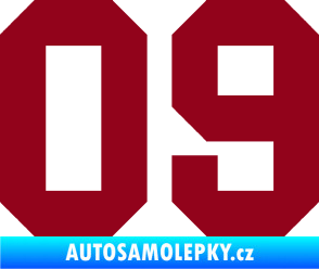 Samolepka Startovní číslo 09 bordó vínová
