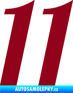 Samolepka Startovní číslo 11 typ 3   bordó vínová